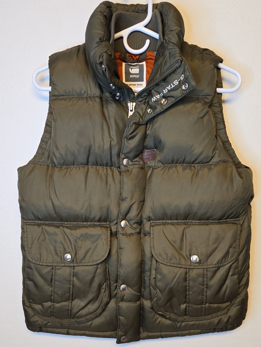 G-Star Raw Olive Green Bearing HDD Quilted Down Filled Winter Puffer Vest